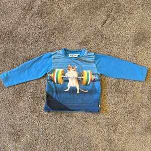 Molo Blue Long Sleeve Tee with Weightlifting Mouse
